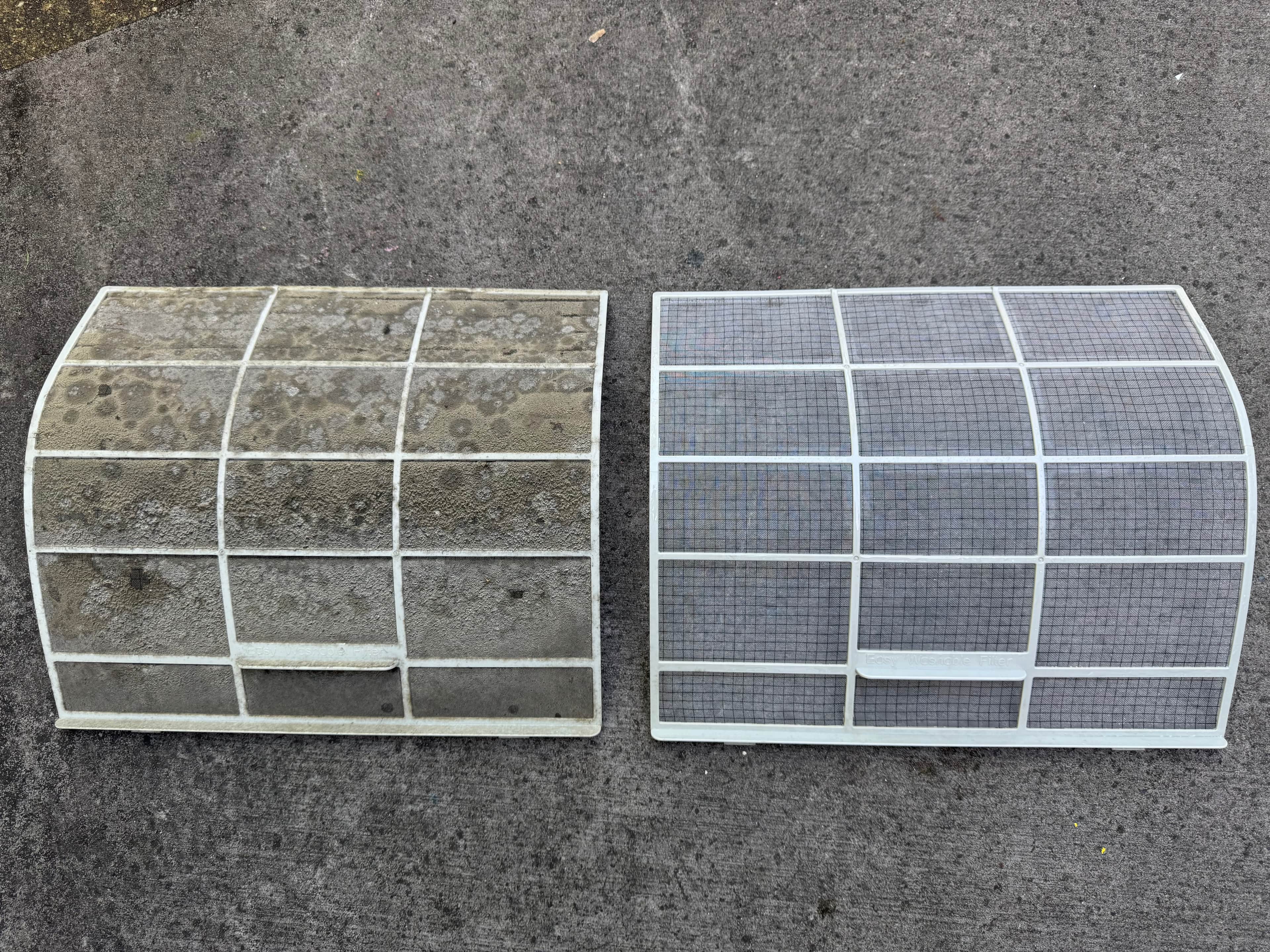 Pressure washing an indoor wall split system unit